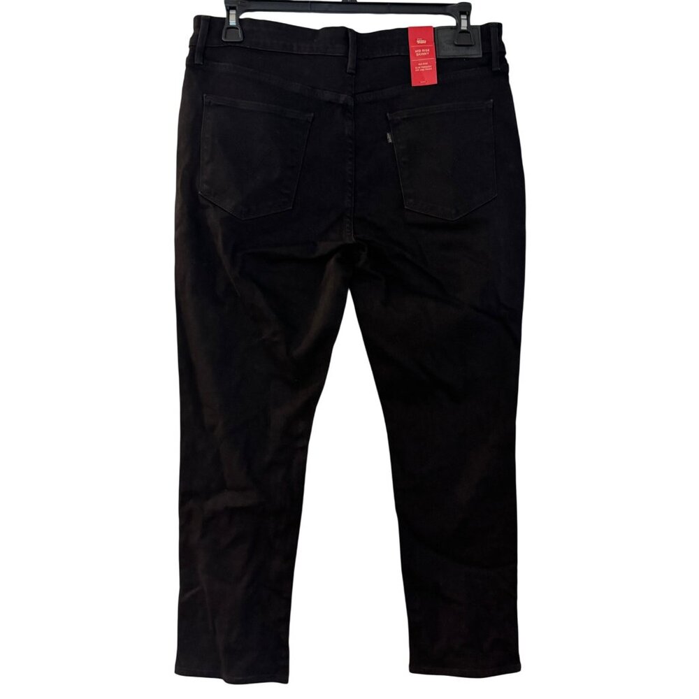Levis Mid Rise Skinny Jeans Womens Size 16 Black Soft Feel Comfortable Fit - Picture 6 of 7